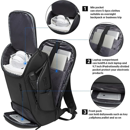 Mochila Antifurto Premium com USB – Design Moderno e Resistente para Notebook