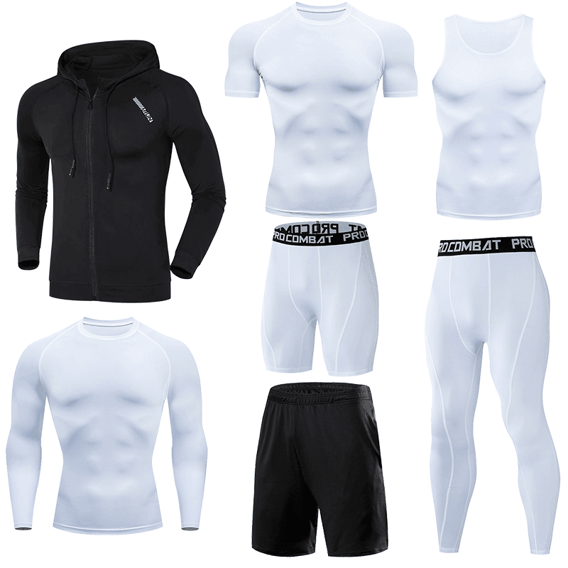 Conjuntos de roupas masculinas para corrida, jogging, treinamento, futebol, basquete, ciclismo, esportes, fitness, kits de roupas esportivas de compressão. Conjuntos Esportivos Masculino - Petra Zoully