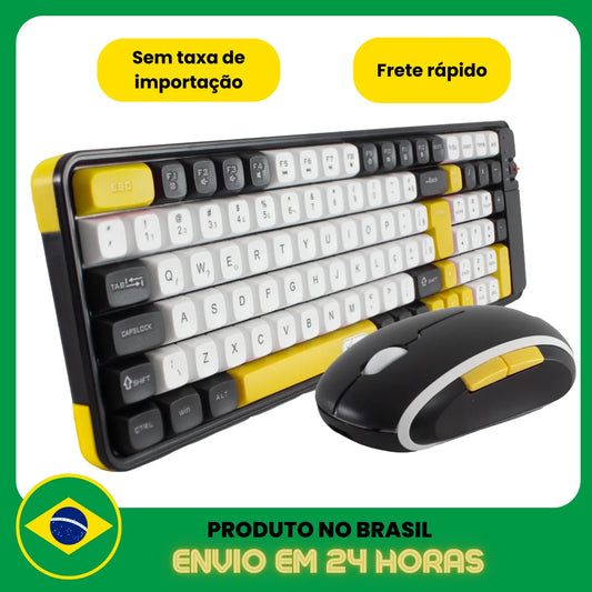 Combo Teclado e Mouse Sem Fio – Estilo e Praticidade