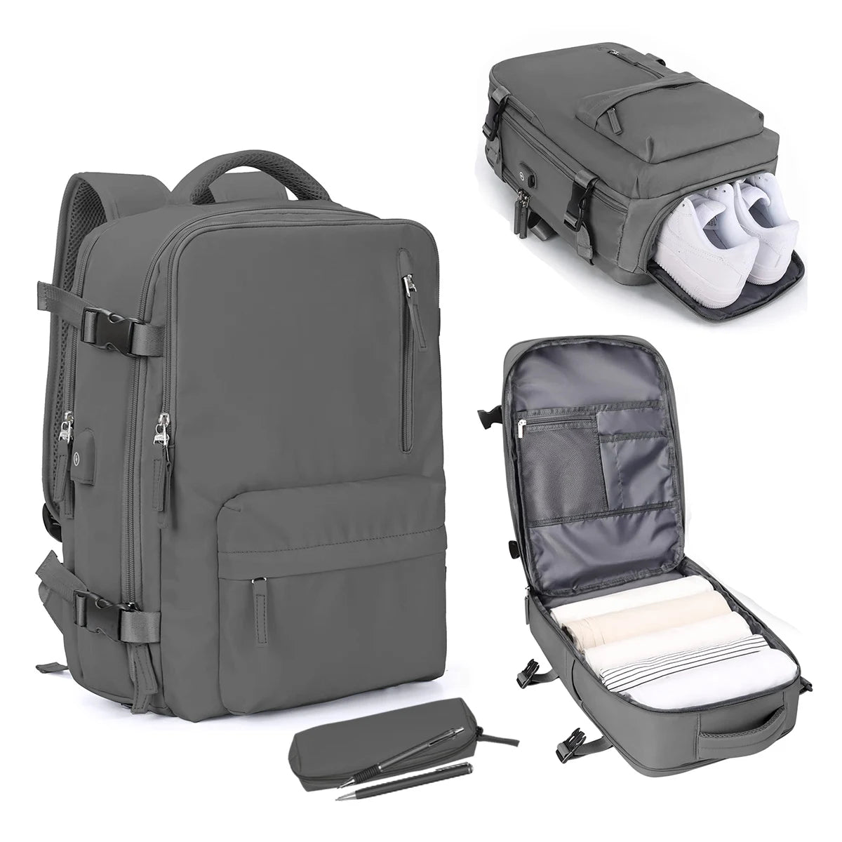 Mochila de Viagem 35L – Grande, Resistente e com Compartimento para Roupas e Calçados