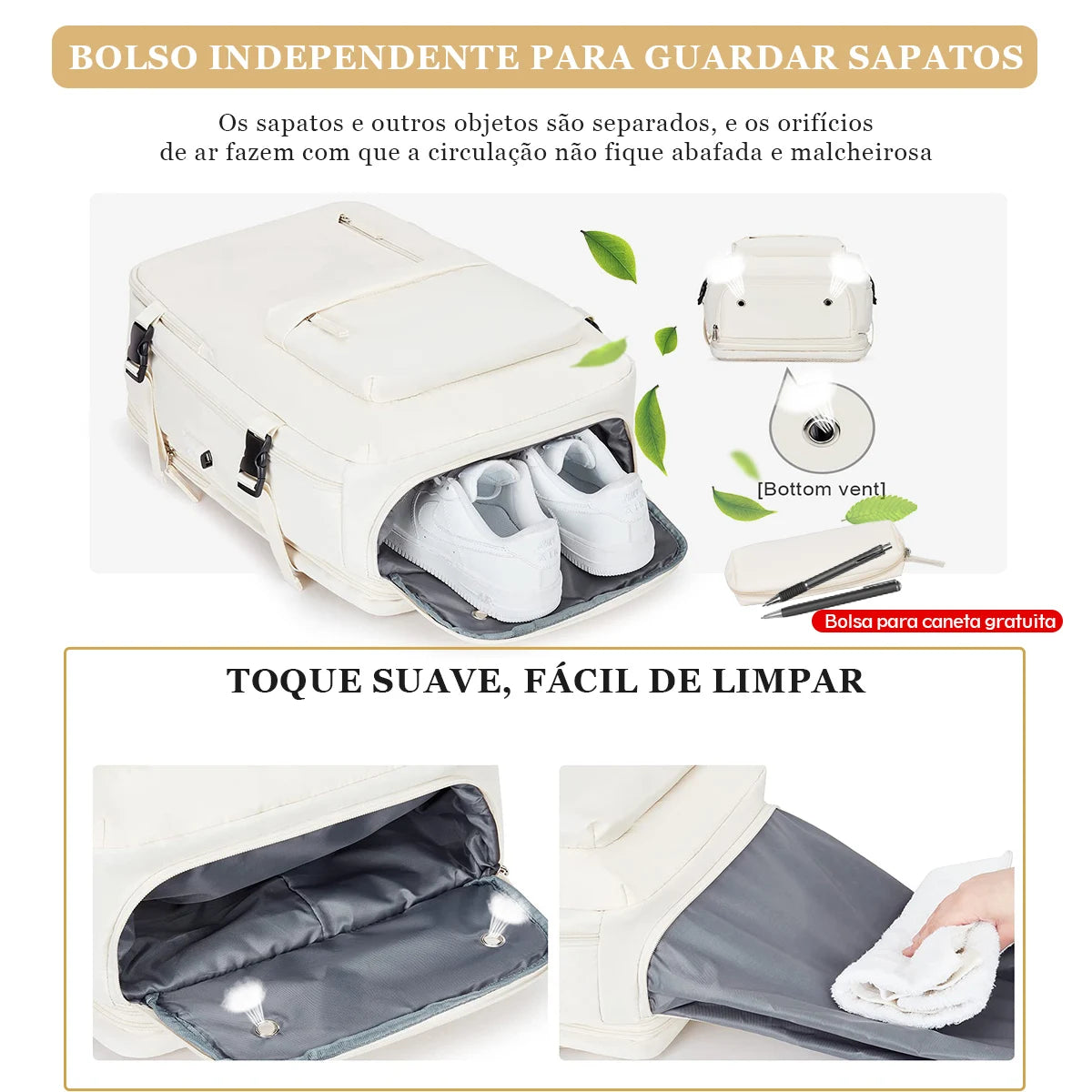 Mochila de Viagem 35L – Grande, Resistente e com Compartimento para Roupas e Calçados