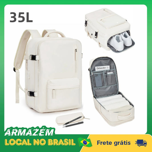 Mochila de Viagem 35L – Grande, Resistente e com Compartimento para Roupas e Calçados