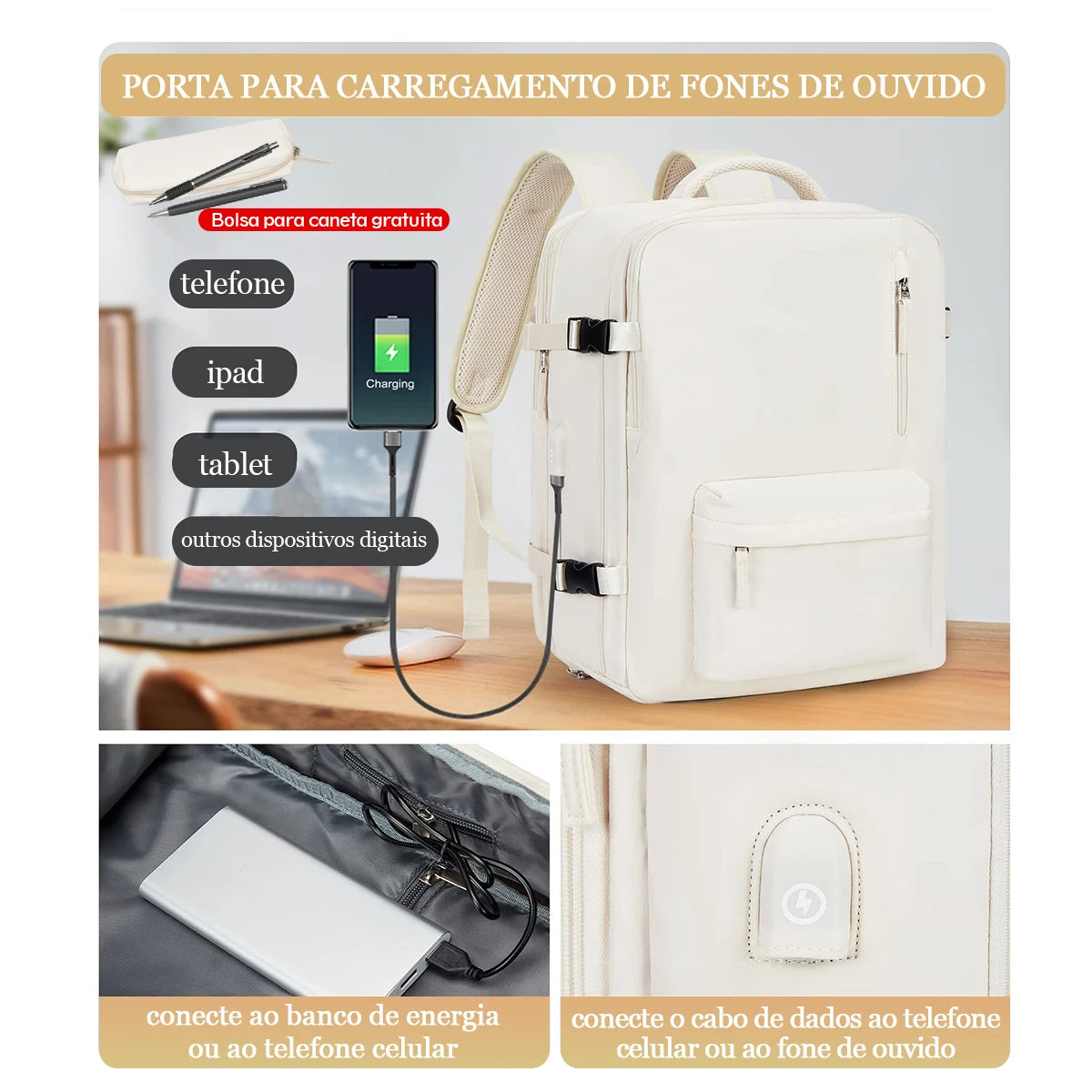 Mochila de Viagem 35L – Grande, Resistente e com Compartimento para Roupas e Calçados