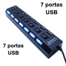 🔌 Hub USB 7 Portas com Interruptor – Expansor de Portas para Notebook e PC