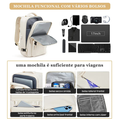 Mochila de Viagem 35L – Grande, Resistente e com Compartimento para Roupas e Calçados