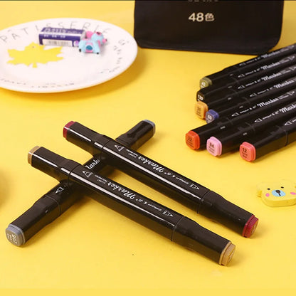 ✏️ Kit Canetinhas Artísticas -  até  168 Cores – Marcadores Dupla Ponta para Desenho e Lettering