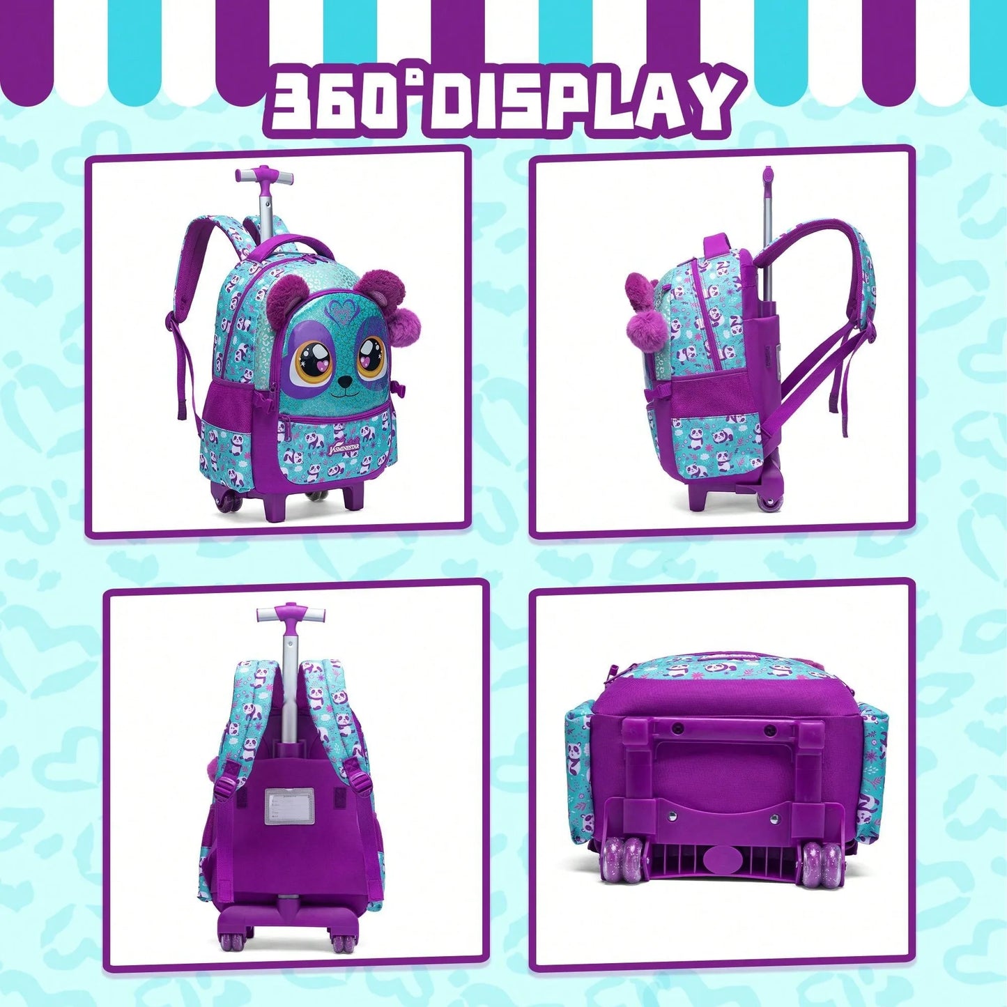 Mochila Infantil 3 em 1 com Rodinhas + Lancheira + Estojo – Colorida e Divertida