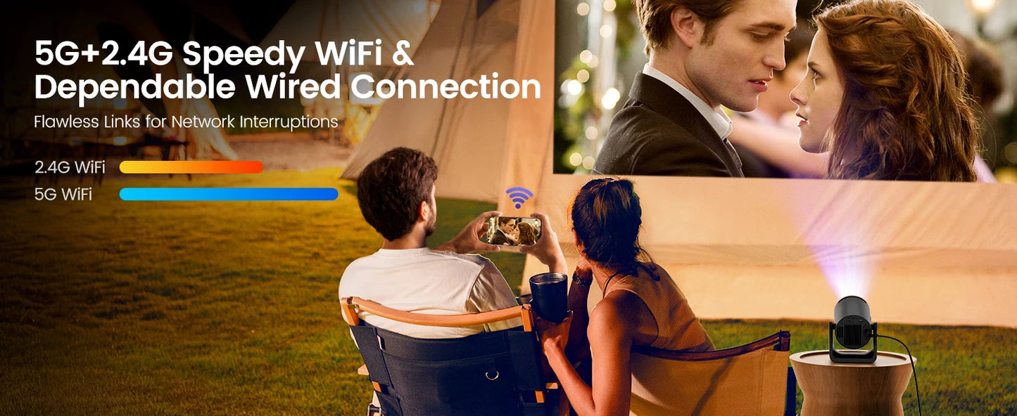 🎥 Mini Projetor Wimius 4K HD – Android TV, 1080P, Auto Keystone, 270° Rotação