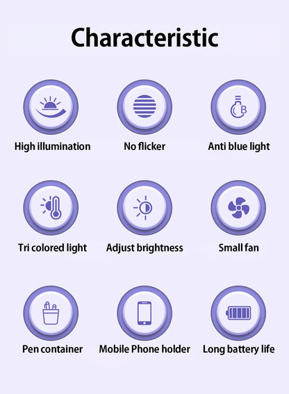 ✨ Luminária Multifuncional – LED com Ventilador e Relógio✨