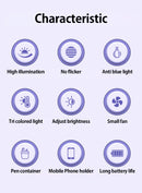 ✨ Luminária Multifuncional – LED com Ventilador e Relógio✨