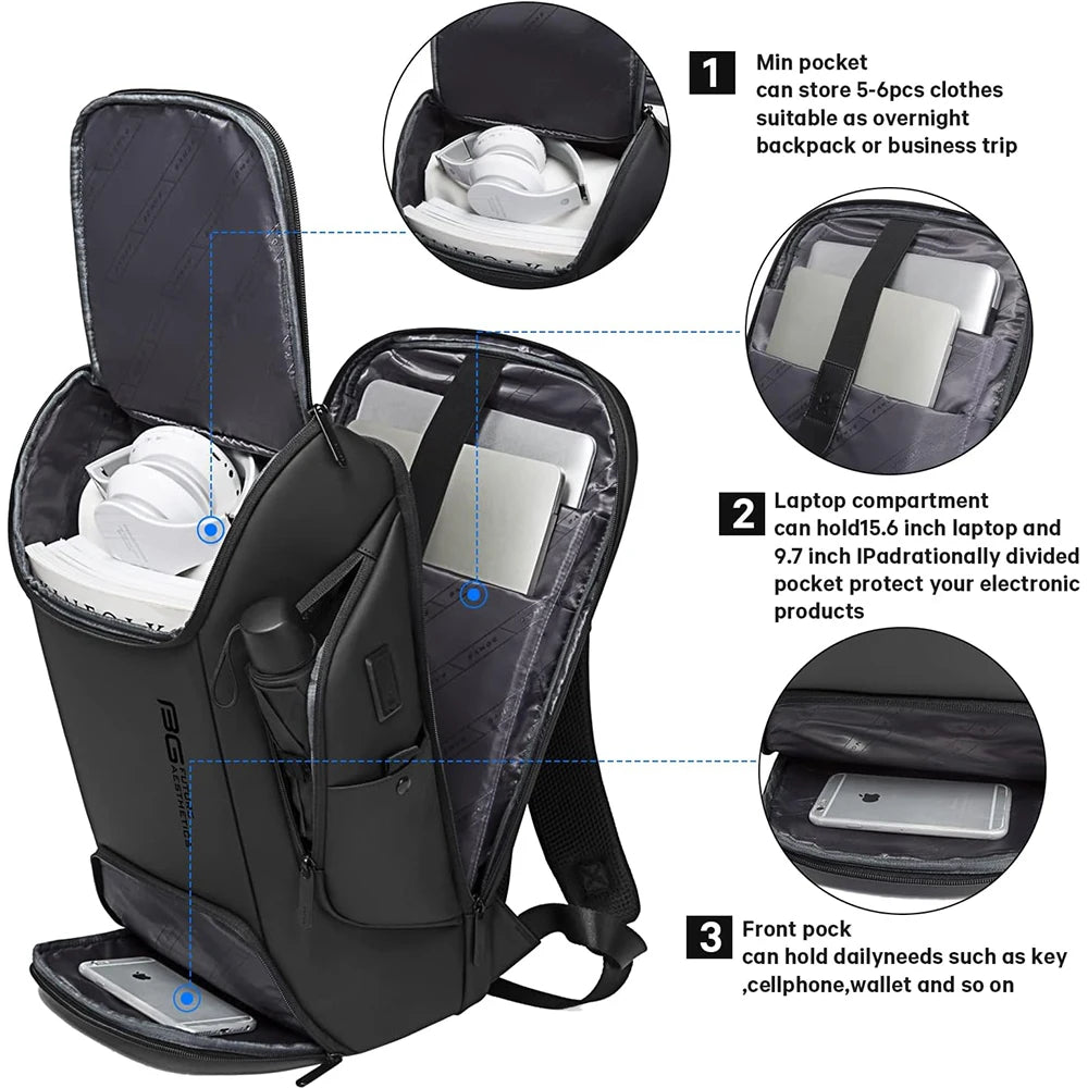 Mochila Antifurto Premium com USB – Design Moderno e Resistente para Notebook