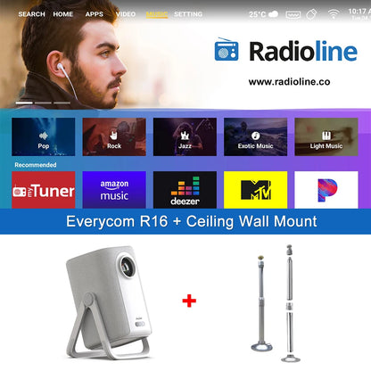 Projetor Portátil Everycom Retro 4K – 16000 Lumens, Rotação 360° e Imagem Cinematográfica