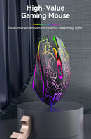 Mouse Gamer Sem Fio RGB – Bluetooth 5.2 + 2.4G, 6 Botões, LED Colorido, Silencioso e Recarregável