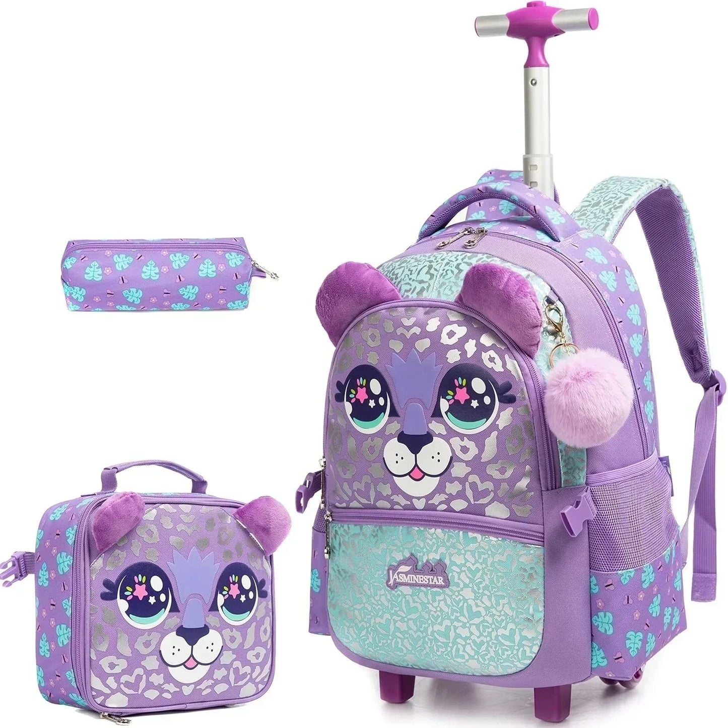 Mochila Infantil 3 em 1 com Rodinhas + Lancheira + Estojo – Colorida e Divertida