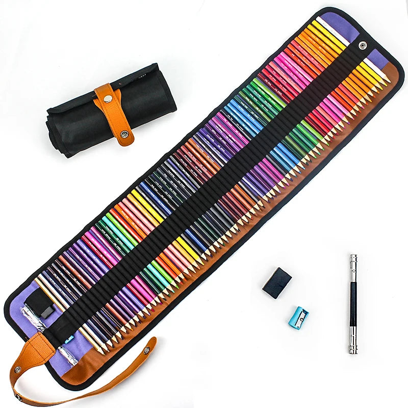 🎨 Kit Lápis de Cor Profissional com Estojo Enrolável – 72 Cores para Desenho e Arte