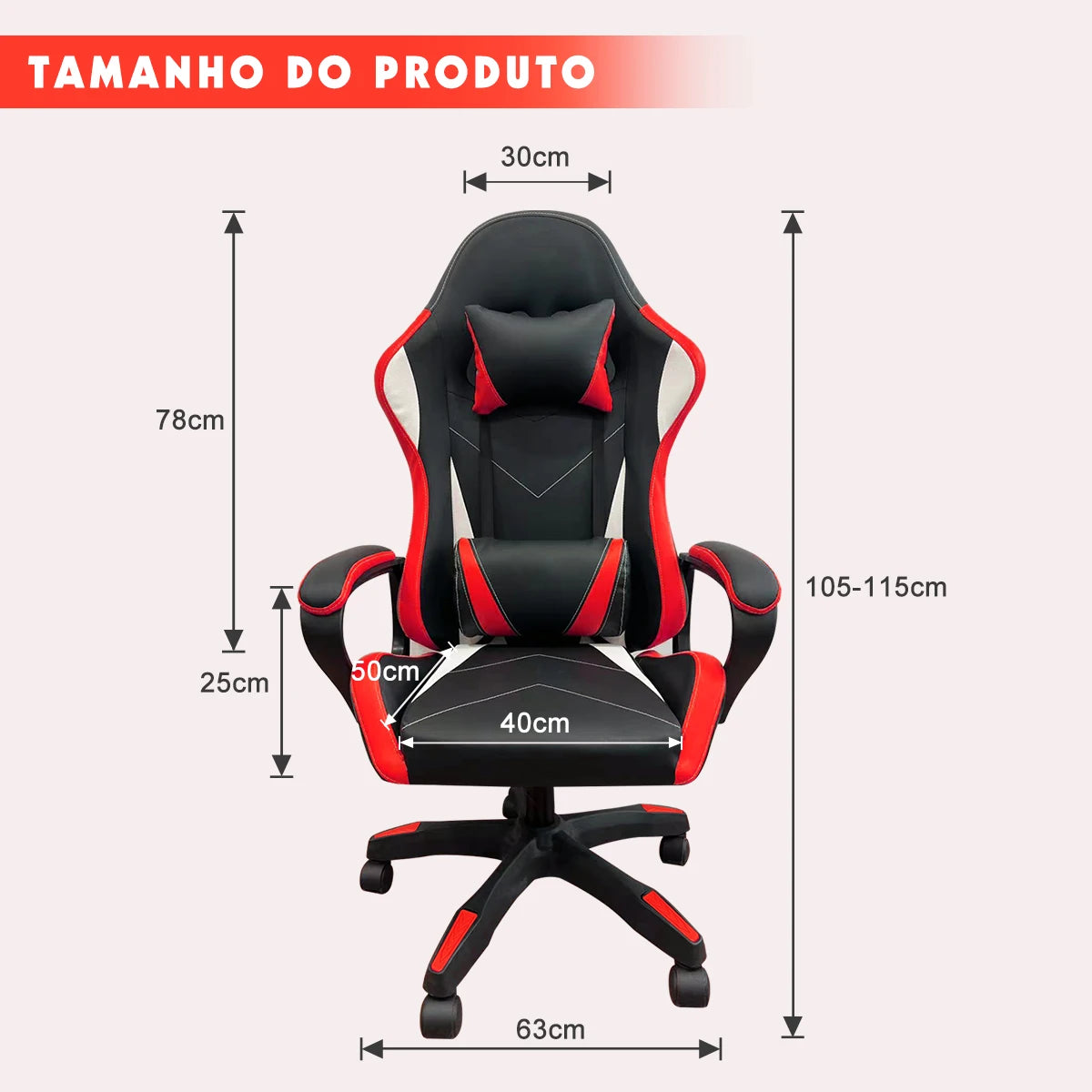 Cadeira Gamer Ergonômica Python Fly Preto & Vermelho – Conforto e Performance para Home Office & Games