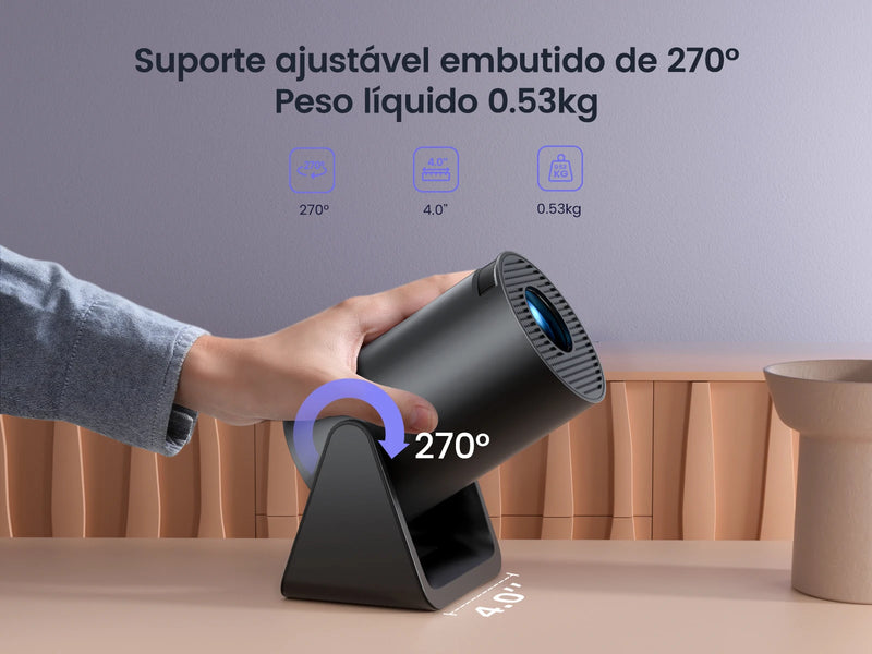 🎥 Mini Projetor Wimius 4K HD – Android TV, 1080P, Auto Keystone, 270° Rotação