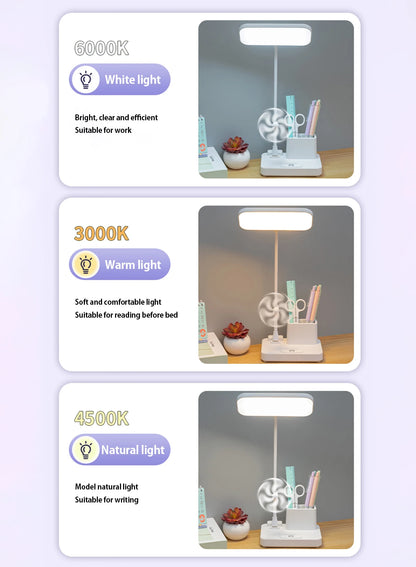 ✨ Luminária Multifuncional – LED com Ventilador e Relógio✨