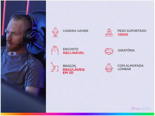 Cadeira Gamer XT Racer – Reclinável, Giratória e Ergonômica Premium