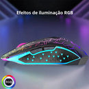 Mouse Gamer Sem Fio RGB – Bluetooth 5.2 + 2.4G, 6 Botões, LED Colorido, Silencioso e Recarregável