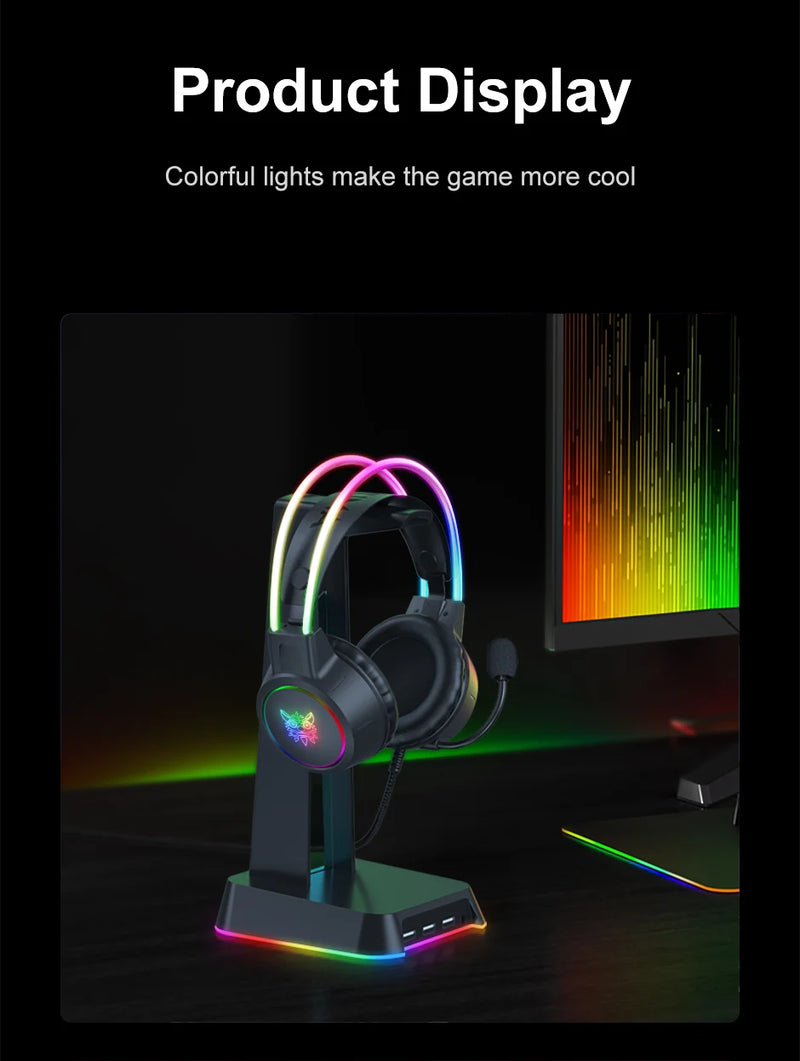 🎧 Headset Gamer ONIKUMA X15 RGB – Rosa com Orelhas de Gato