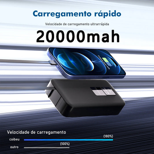 🔋 Power Bank Portátil 20.000mAh – Carregamento Rápido, Compacto e Potente