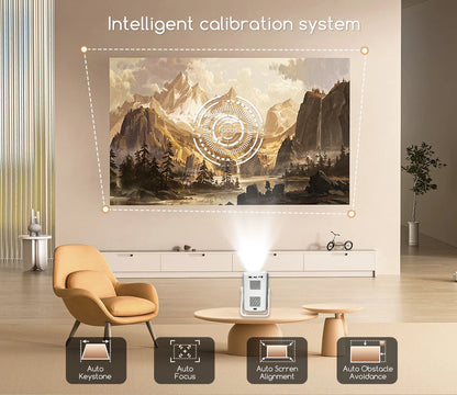 Projetor Portátil Everycom Retro 4K – 16000 Lumens, Rotação 360° e Imagem Cinematográfica