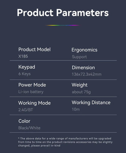 Mouse Gamer Sem Fio RGB – Bluetooth 5.2 + 2.4G, 6 Botões, LED Colorido, Silencioso e Recarregável