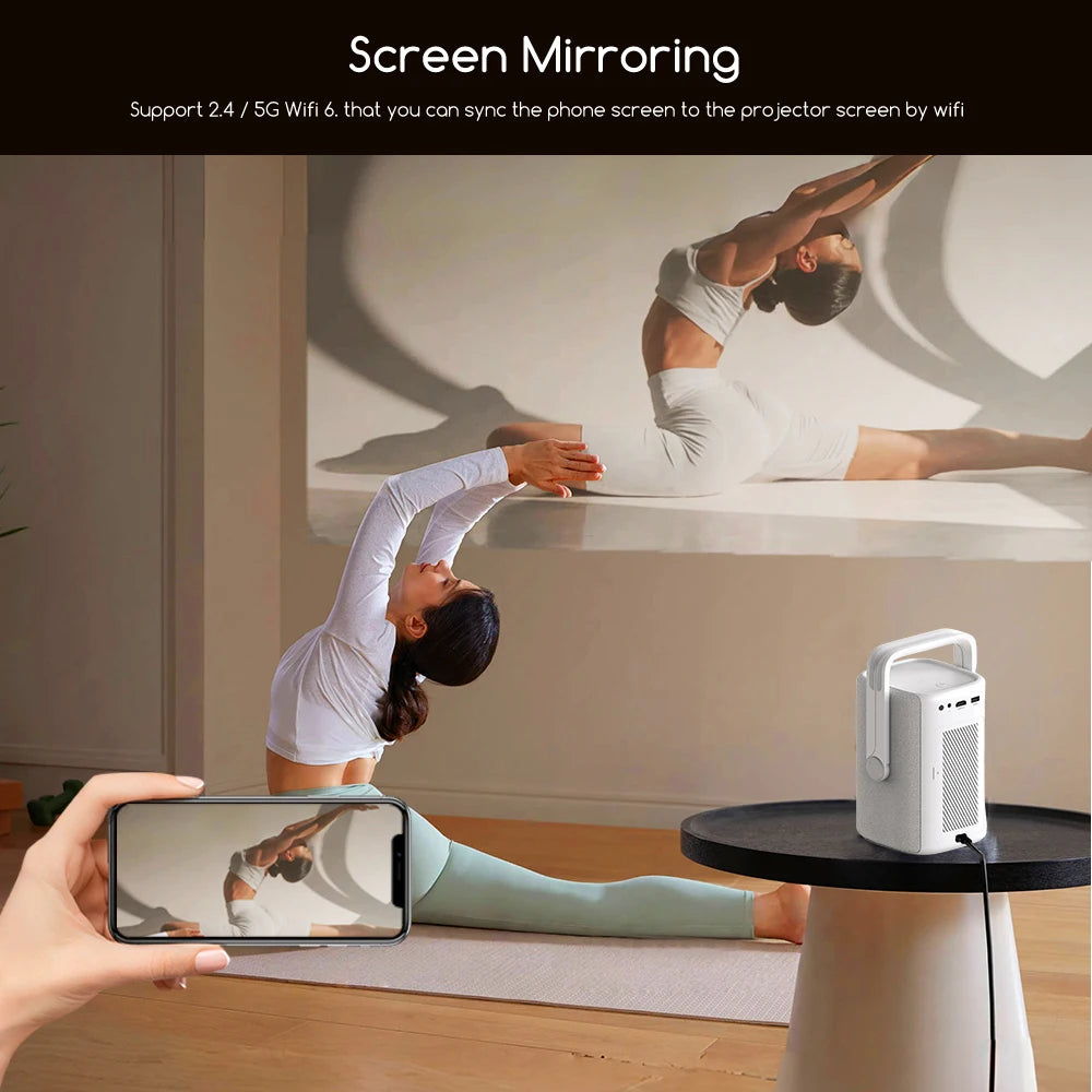 Projetor Portátil Everycom Retro 4K – 16000 Lumens, Rotação 360° e Imagem Cinematográfica