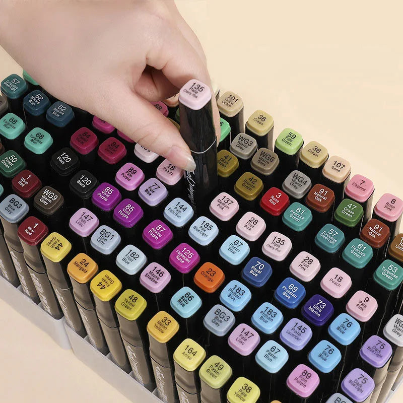 ✏️ Kit Canetinhas Artísticas -  até  168 Cores – Marcadores Dupla Ponta para Desenho e Lettering