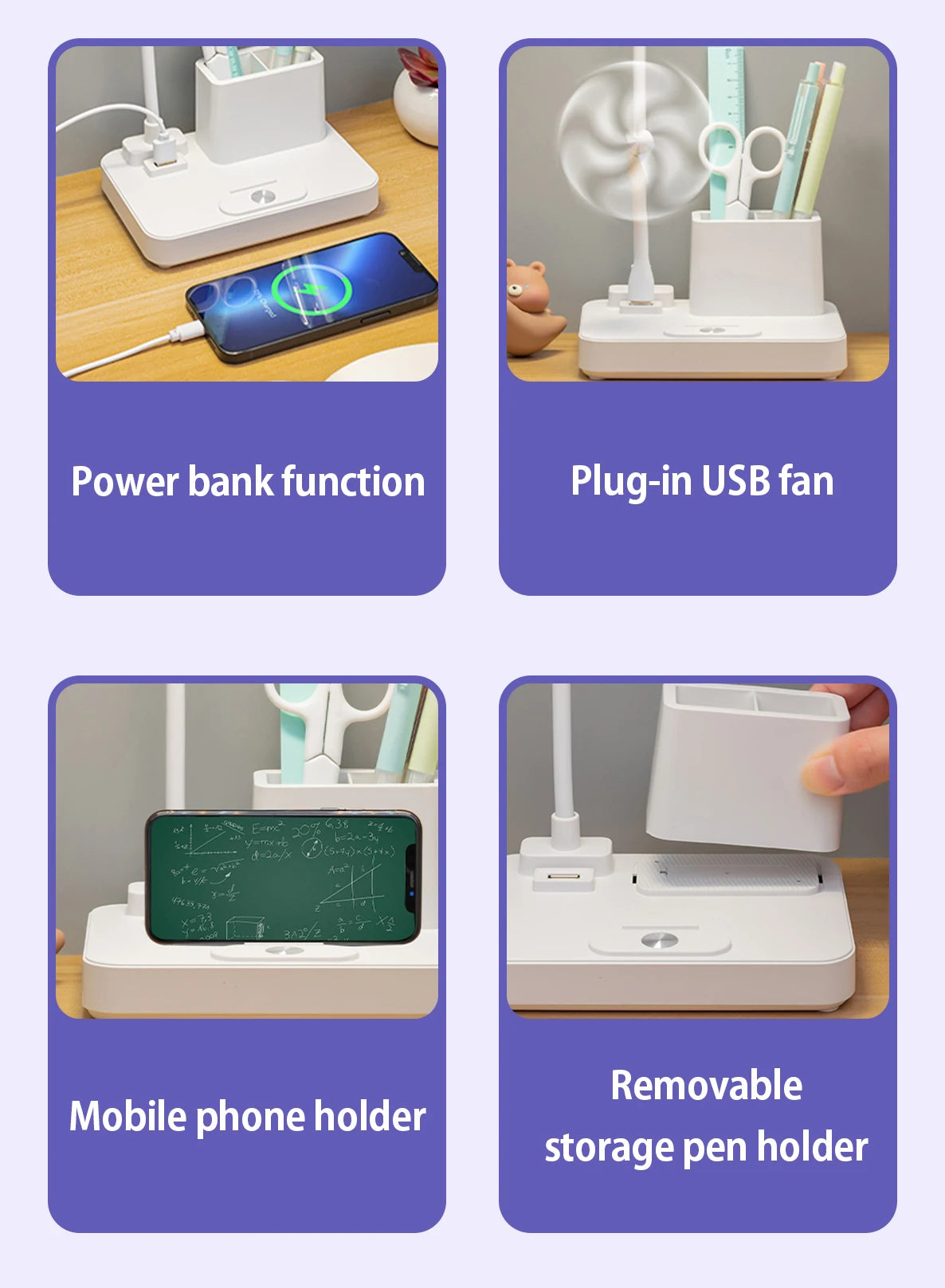 ✨ Luminária Multifuncional – LED com Ventilador e Relógio✨