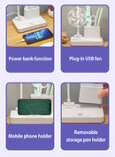 ✨ Luminária Multifuncional – LED com Ventilador e Relógio✨