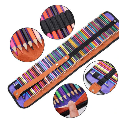 🎨 Kit Lápis de Cor Profissional com Estojo Enrolável – 72 Cores para Desenho e Arte
