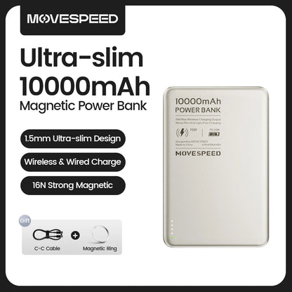 🔋 Power Bank Ultra-Slim 10.000mAh – Magnético, Fino e Elegante