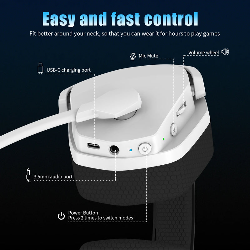 🎧 Headset Gamer Premium Branco com Microfone Profissional