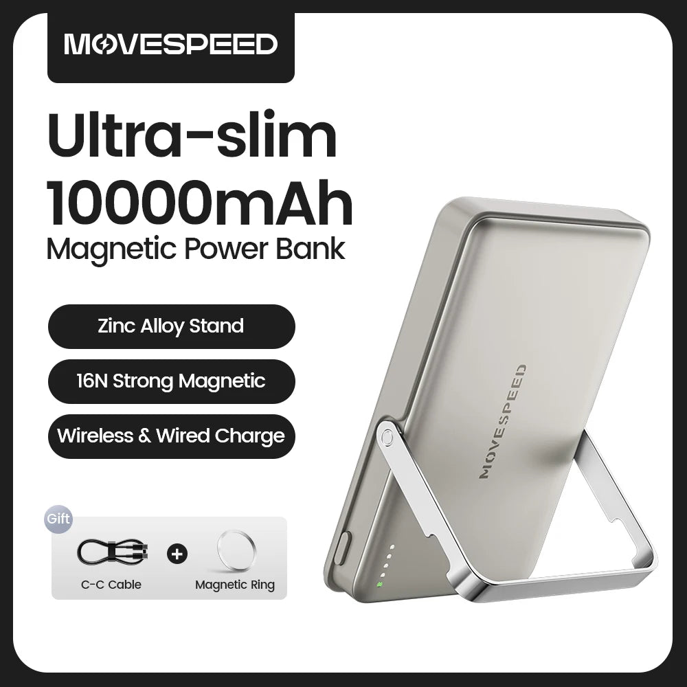 🔋 Power Bank Ultra-Slim 10.000mAh – Magnético, Fino e Elegante