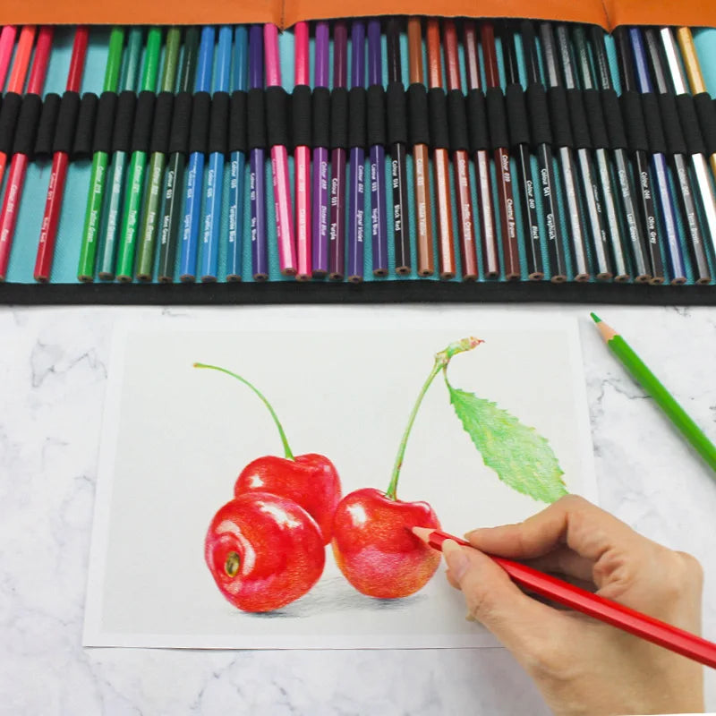 🎨 Kit Lápis de Cor Profissional com Estojo Enrolável – 72 Cores para Desenho e Arte