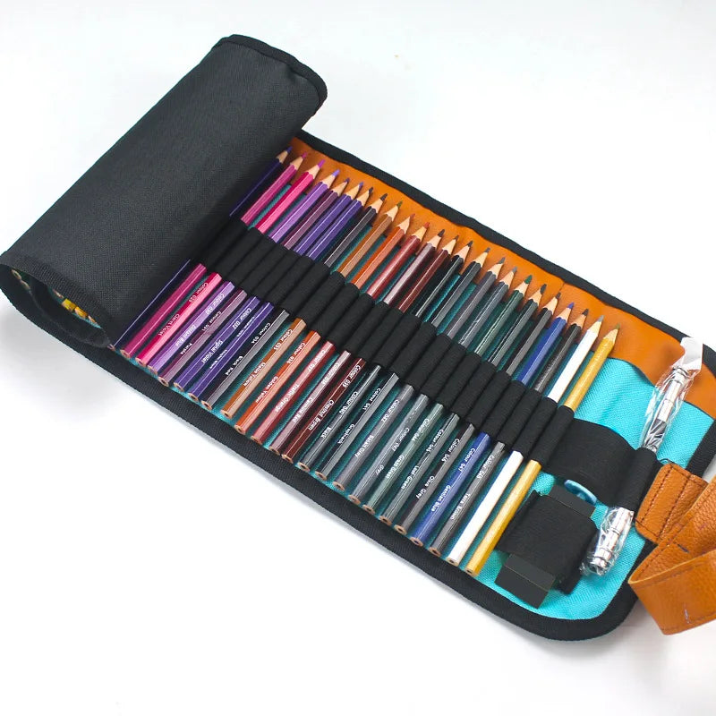 🎨 Kit Lápis de Cor Profissional com Estojo Enrolável – 72 Cores para Desenho e Arte