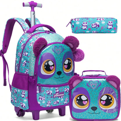Mochila Infantil 3 em 1 com Rodinhas + Lancheira + Estojo – Colorida e Divertida