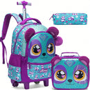 Mochila Infantil 3 em 1 com Rodinhas + Lancheira + Estojo – Colorida e Divertida