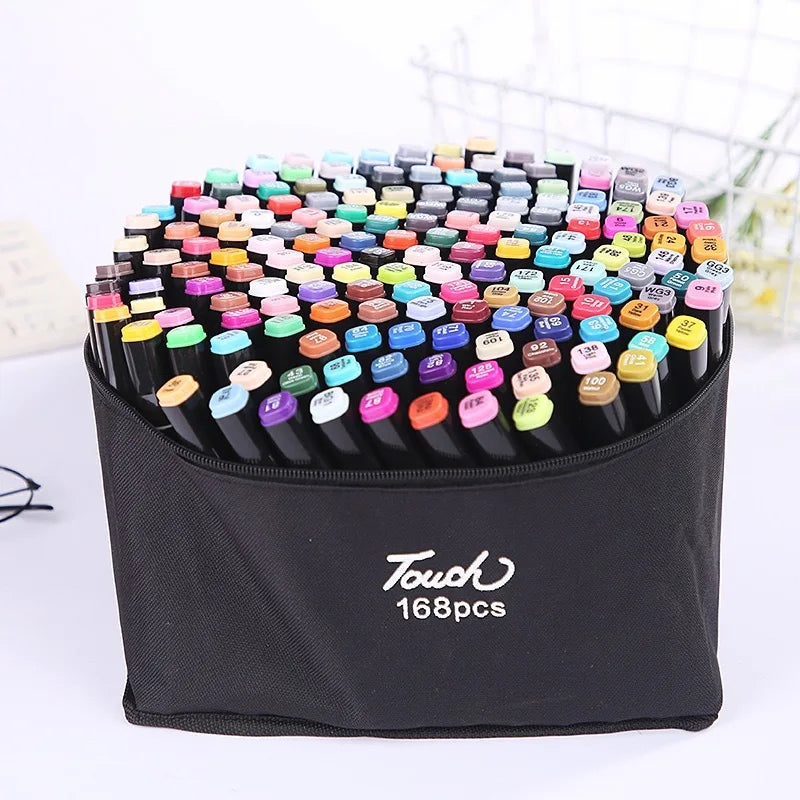 ✏️ Kit Canetinhas Artísticas -  até  168 Cores – Marcadores Dupla Ponta para Desenho e Lettering