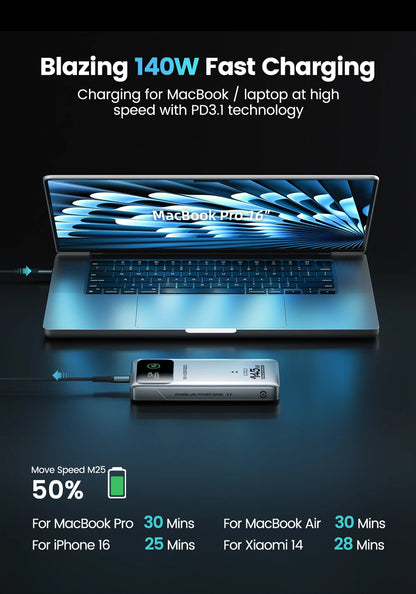Power Bank Premium MOVESPEED 25000mAh 140W – Carregamento Super Rápido