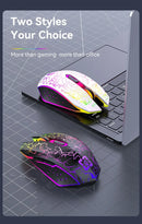 Mouse Gamer Sem Fio RGB – Bluetooth 5.2 + 2.4G, 6 Botões, LED Colorido, Silencioso e Recarregável
