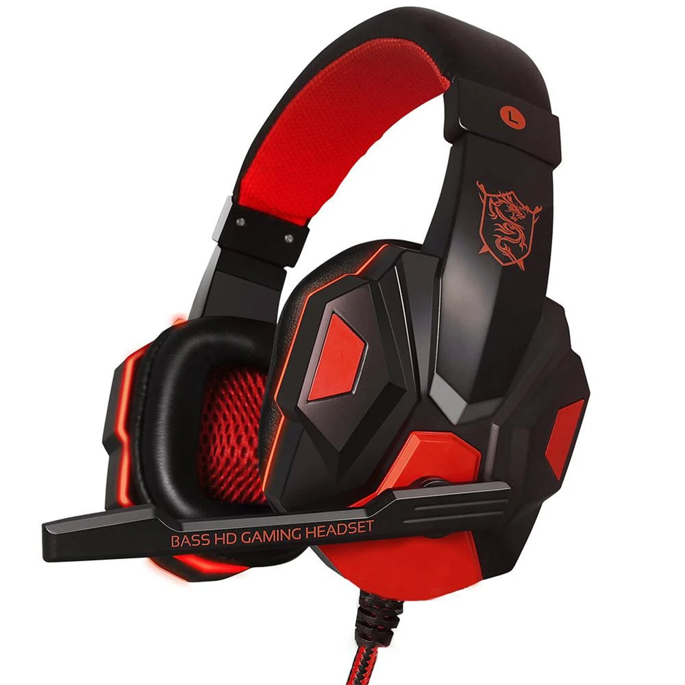 🎧 Headset Gamer Vermelho & Preto com Microfone