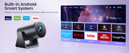 🎥 Mini Projetor Wimius 4K HD – Android TV, 1080P, Auto Keystone, 270° Rotação