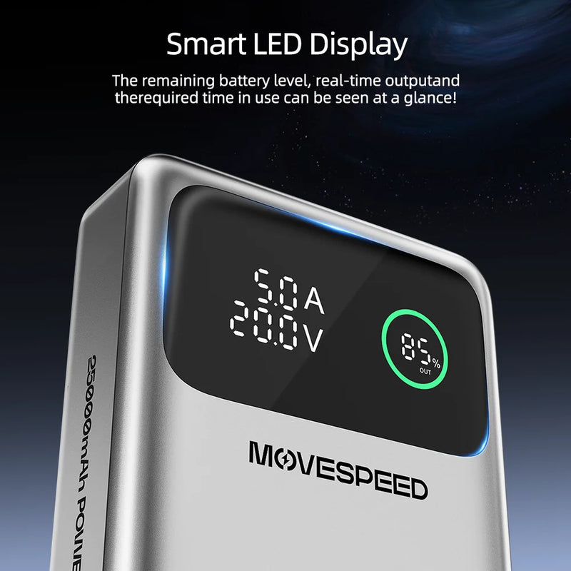 Power Bank Premium MOVESPEED 25000mAh 140W – Carregamento Super Rápido