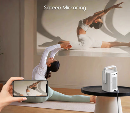 Projetor Portátil Everycom Retro 4K – 16000 Lumens, Rotação 360° e Imagem Cinematográfica