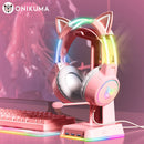🎧 Headset Gamer ONIKUMA X15 RGB – Rosa com Orelhas de Gato