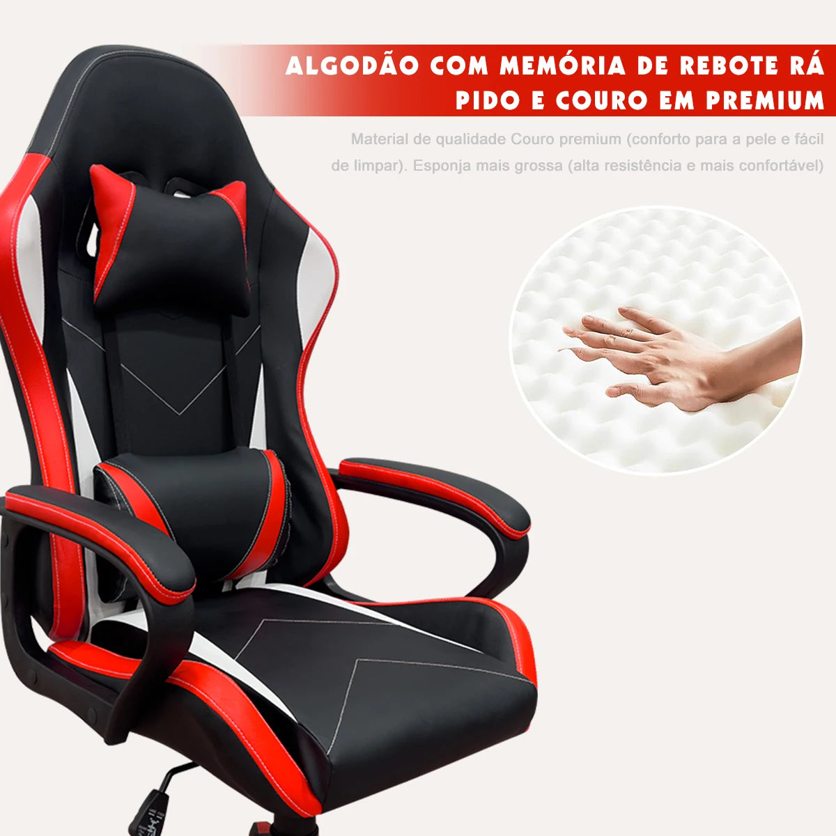Cadeira Gamer Ergonômica Python Fly Preto & Vermelho – Conforto e Performance para Home Office & Games