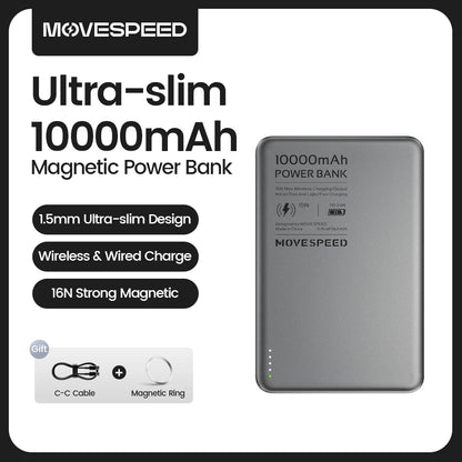 🔋 Power Bank Ultra-Slim 10.000mAh – Magnético, Fino e Elegante